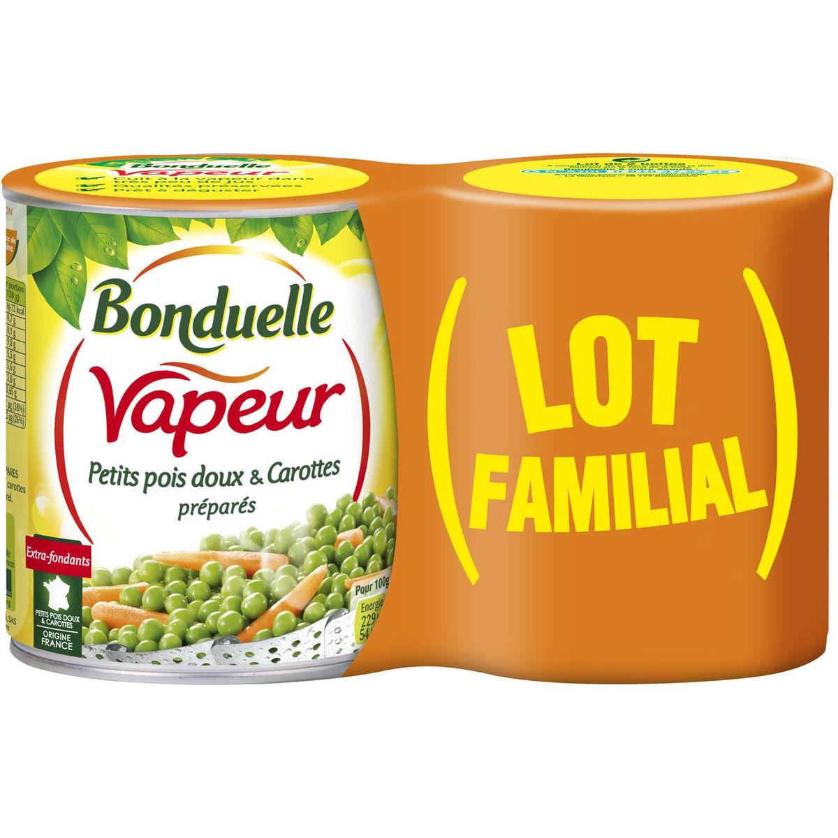 Bonduelle Bonduelle Petits Pois Carottes à La Vapeur 2x530g Pas Cher