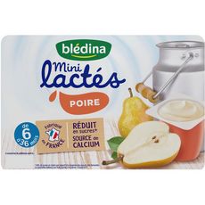 BLEDINA Mini lactés pot dessert poire dès 6 mois 6x55g