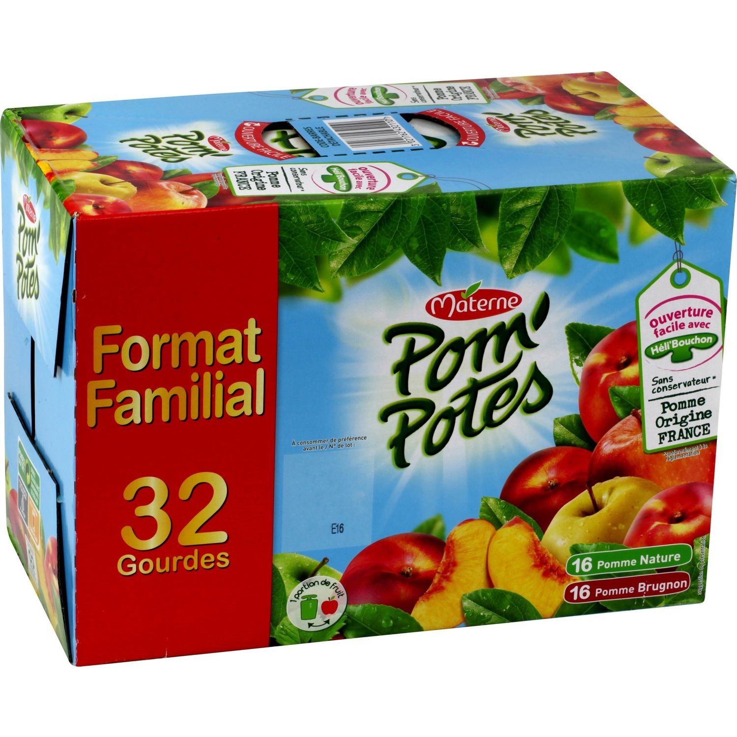 POM'POTES Gourdes compote pomme mûre framboise reine-claude sans sucres  ajoutés 12x90g pas cher 