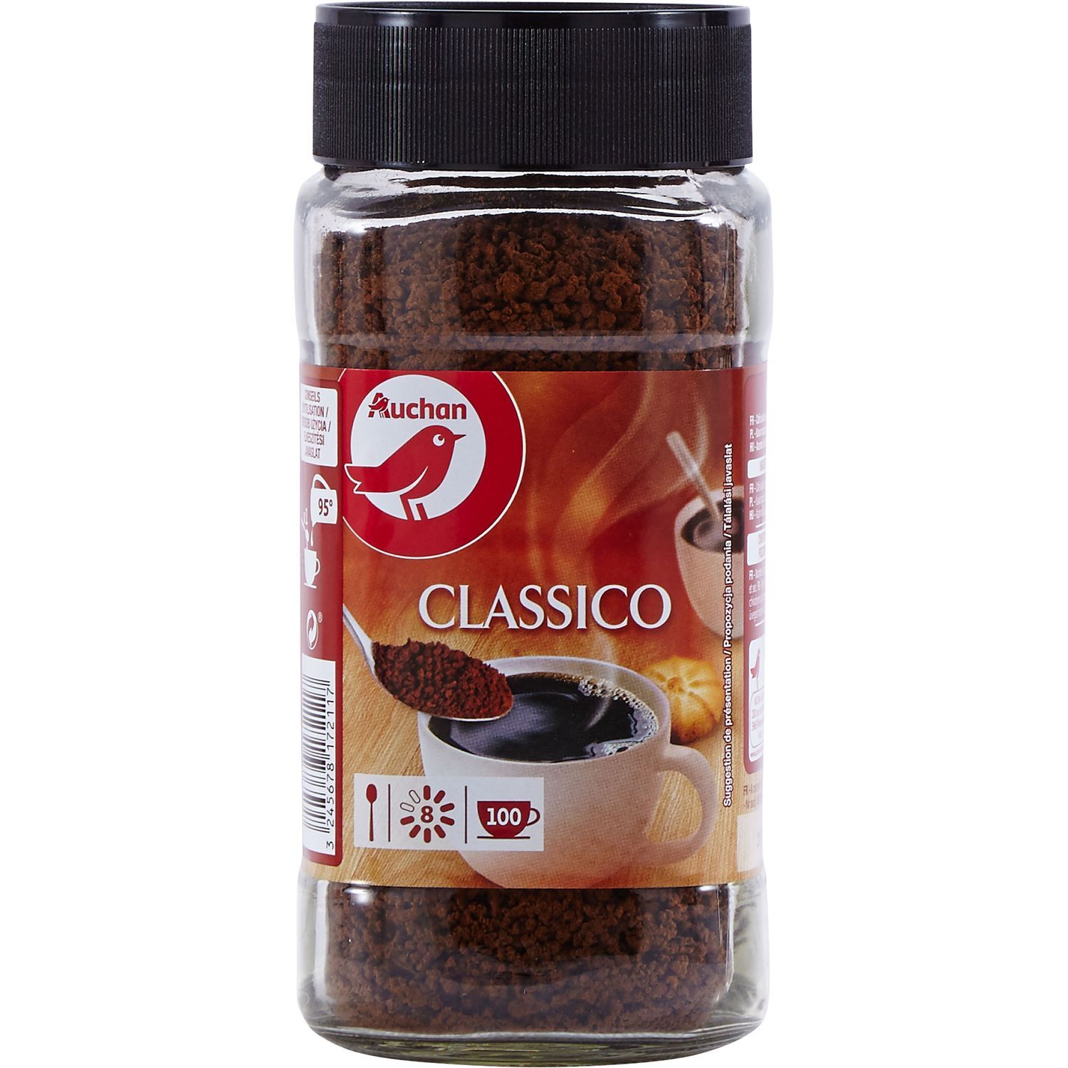 AUCHAN Café soluble classico intensité 8 200g pas cher 