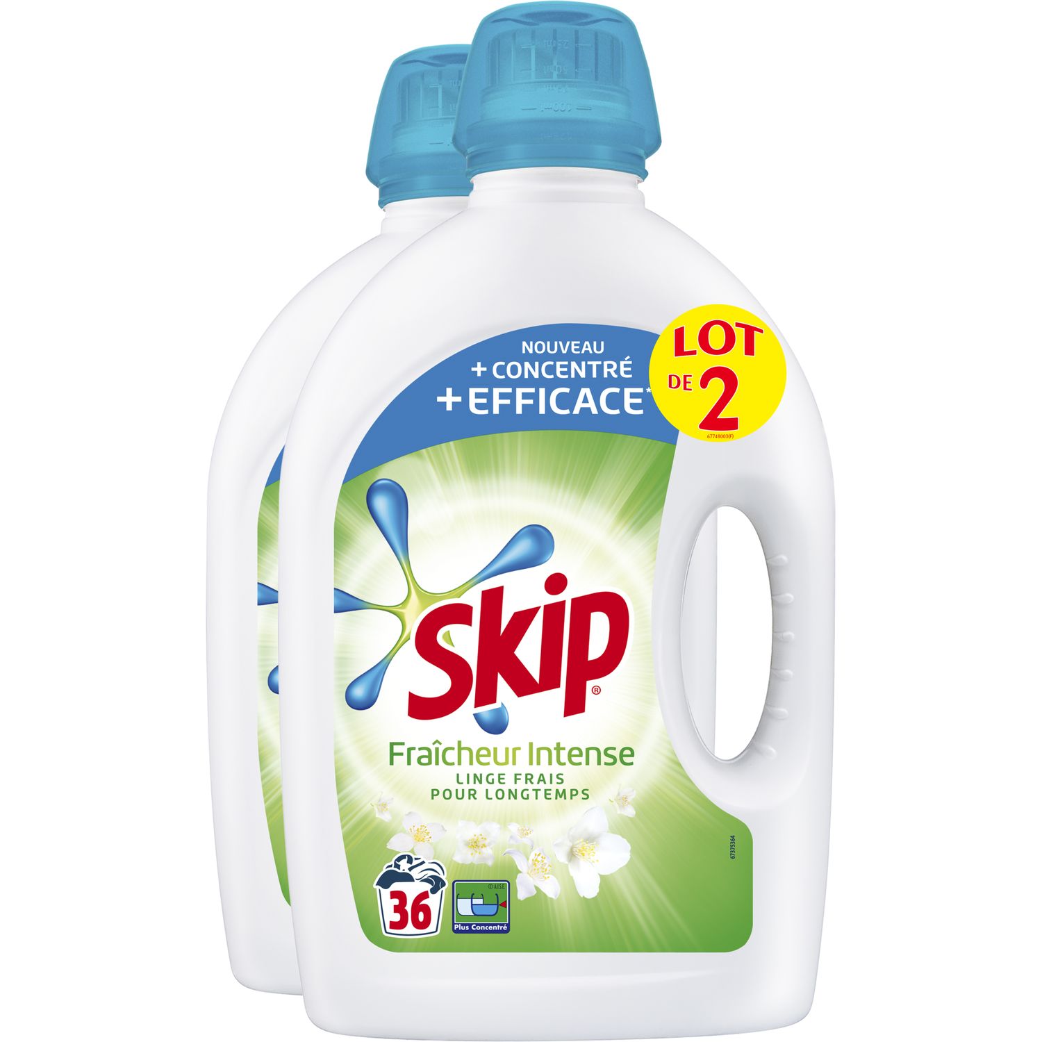 SKIP Skip Lessive liquide fraîcheur intense 72 lavages 2x1,8l 72 lavages  2x1,8l pas cher 