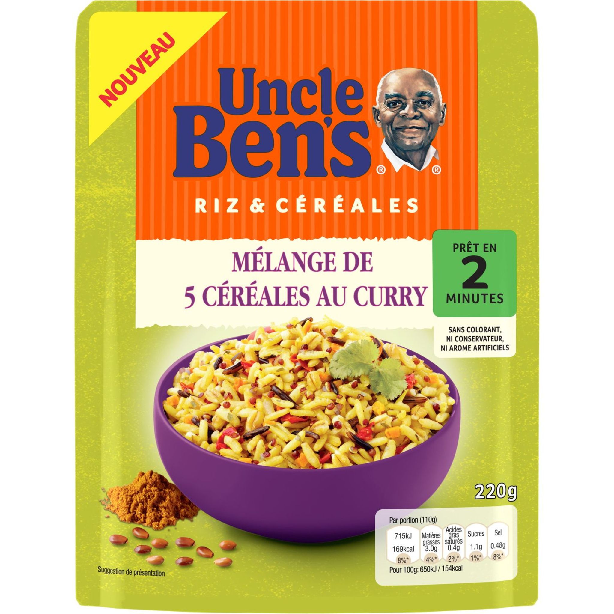 Calories et les Faits Nutritives pour Uncle Ben's Riz au Curry et Légumes