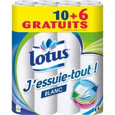 LOTUS Lotus Essuie-tout blanc en rouleaux 10+6 offerts +6 offerts 10 rouleaux