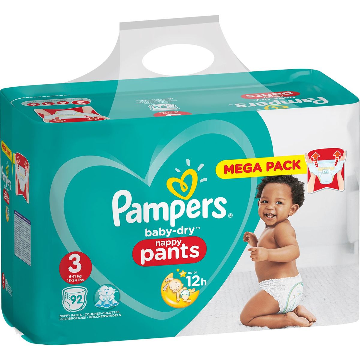PAMPERS Baby-dry pants culottes taille 3 (6-11kg) 92 couches pas cher 