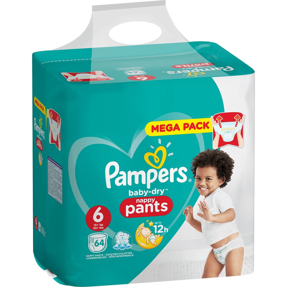 PAMPERS Baby-dry pants culottes taille 6 (+15kg) 64 couches pas