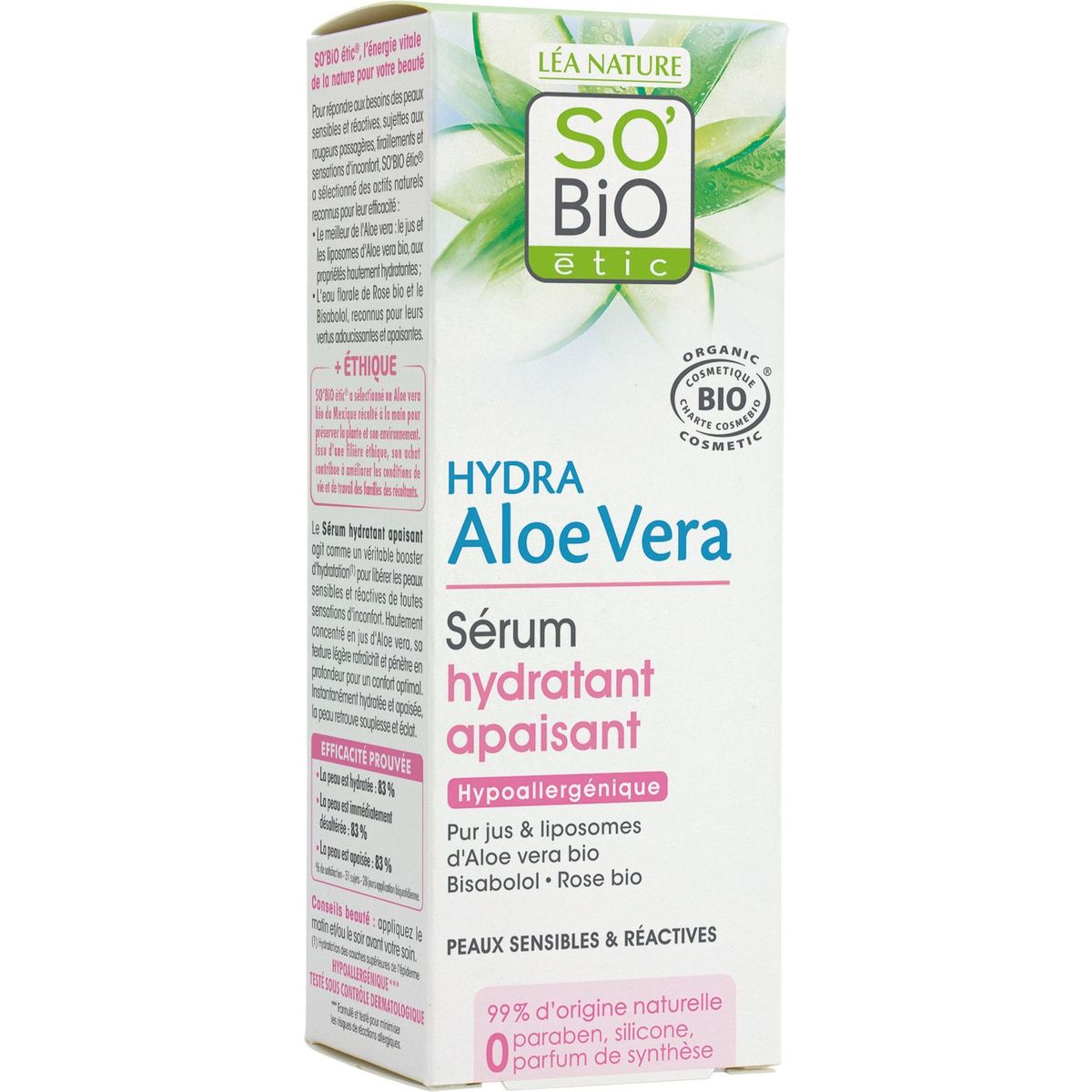 So Bio Etic serum hydratant peaux sensibles aloé vera 30ml