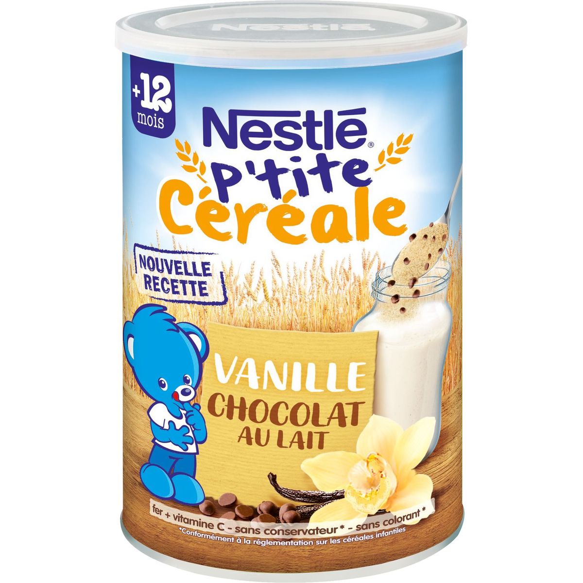 NESTLE Nestlé P'tit céréale vanille chocolat au lait en poudre dès 12 mois  400g 400g pas cher 