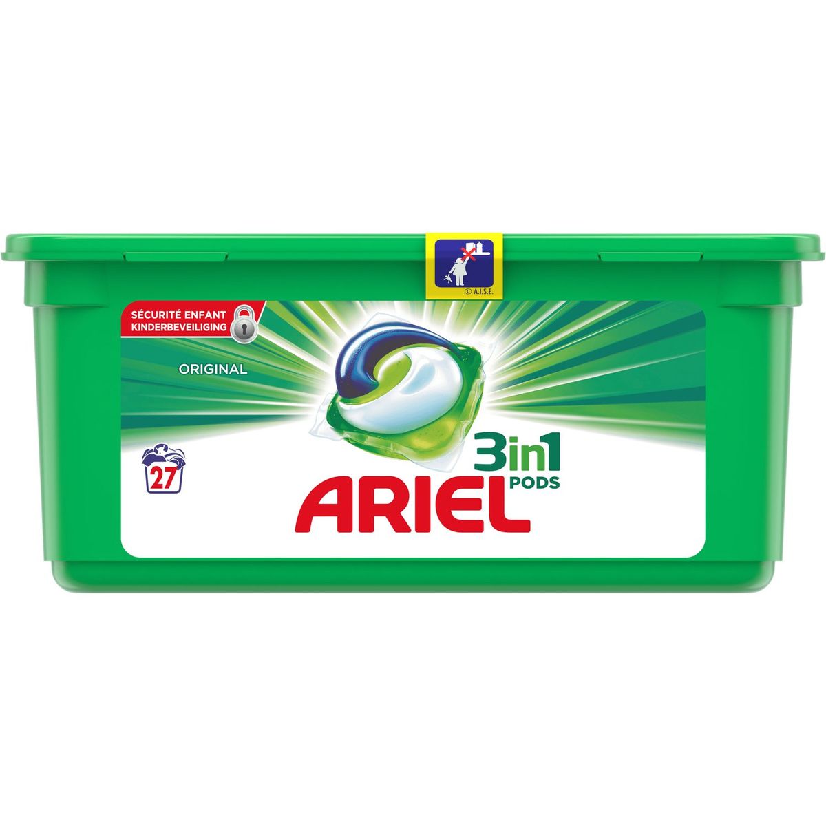 ARIEL Pods lessive capsules original 27 lavages 27 capsules pas cher 