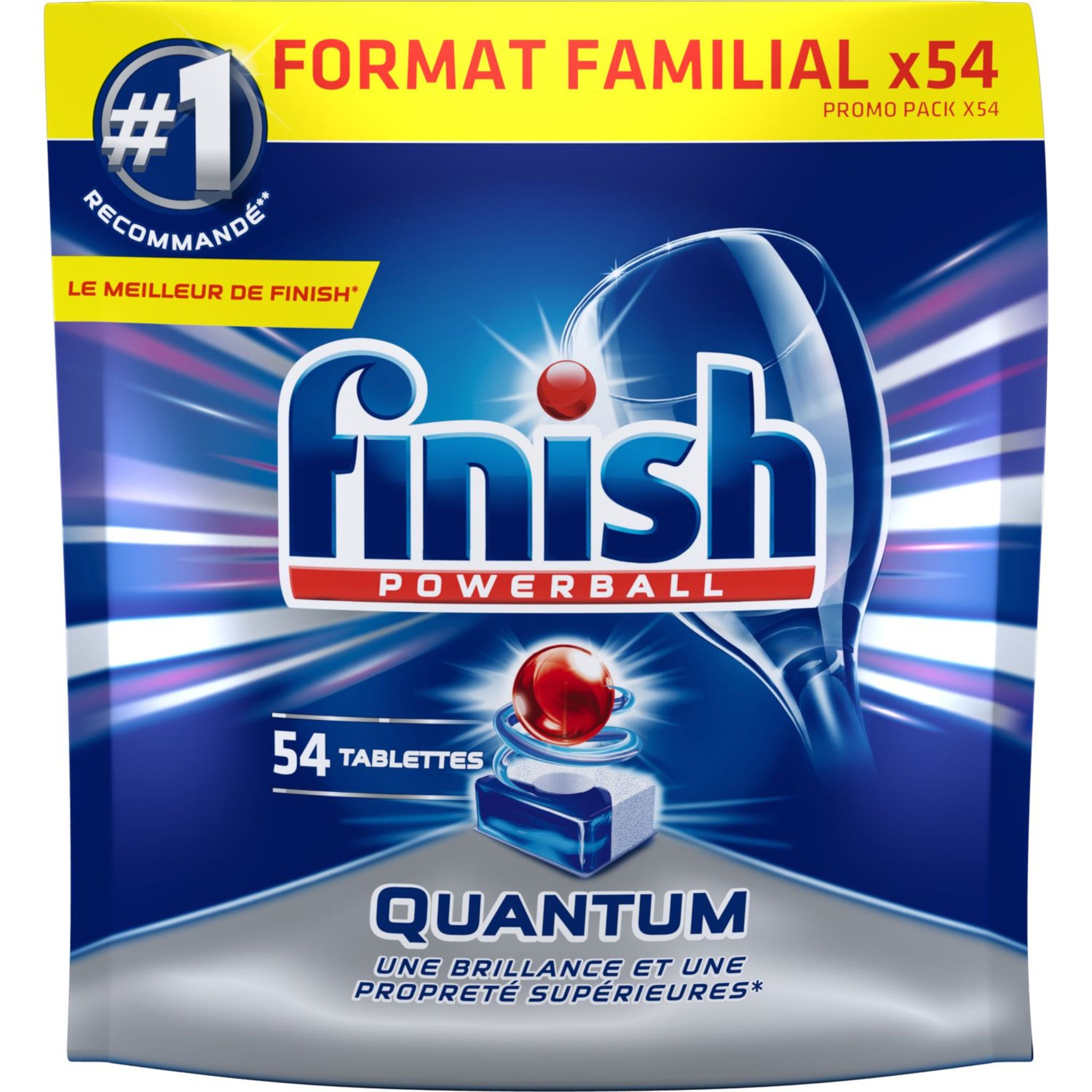 Finish Pastilles Lave-Vaisselle Powerball Quantum - 54 Tablettes  Lave-Vaisselle