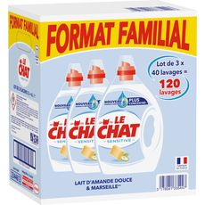 Le Chat Lessive Liquide Sensitive Format Familial 180 Lavages 3x3l Pas Cher A Prix Auchan