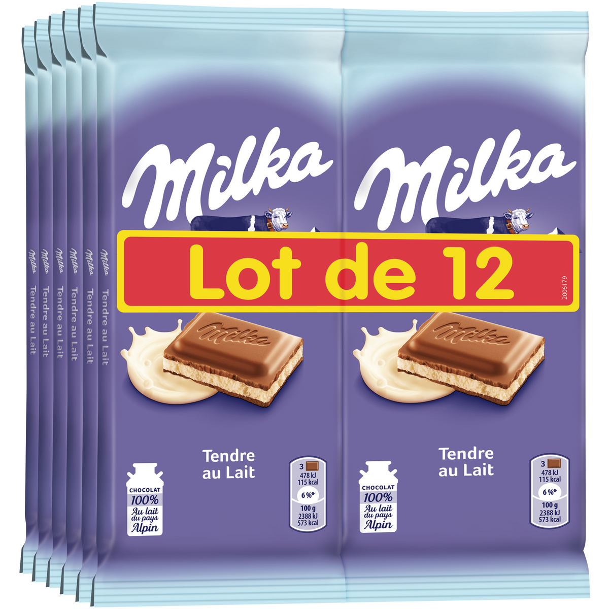 Chocolat au lait, Milka LOT DE 12 / OFFRE SPECIALE (12 x 100 g