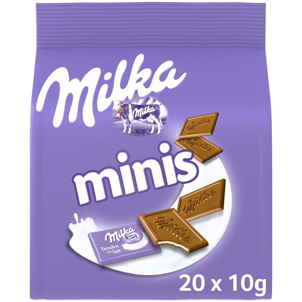 MILKA Minis chocolat fourré au lait sachets individuels 20x10g pas cher 