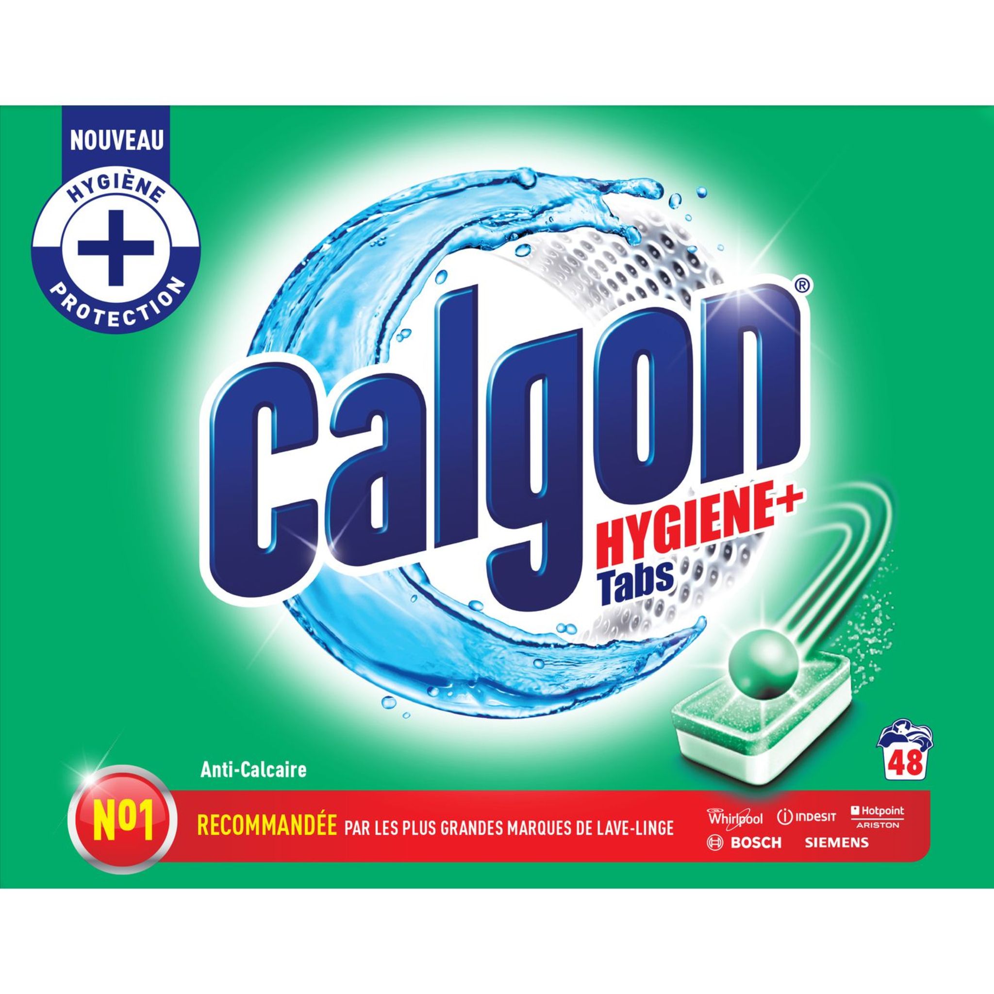 Calgon Lot de 15 tablettes 2 en 1 adoucisseurs deau contre le calcaire et la saleté dans la machine à laver. 