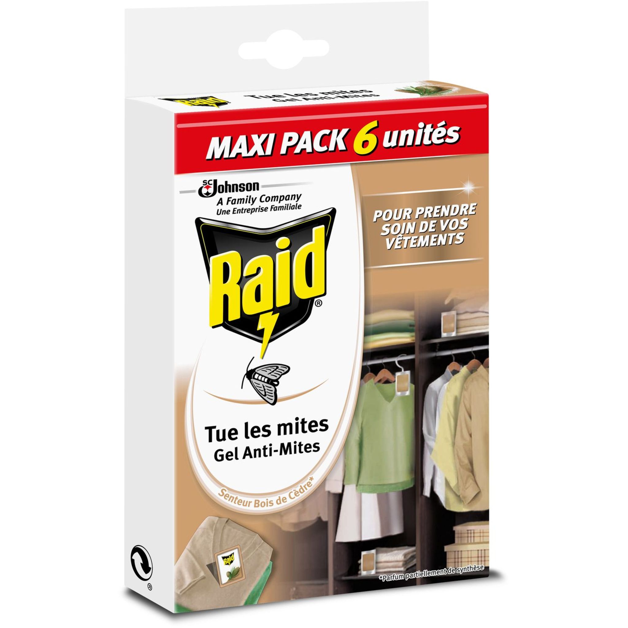 RAID Raid Gel Anti-Mites Senteur Bois de Cèdre tue les mites et