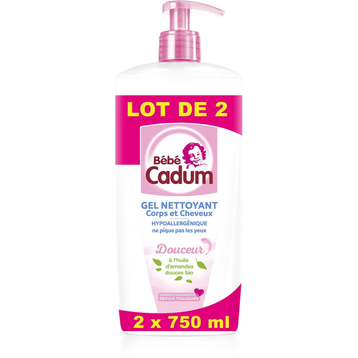 Cadum Gel Douche Sans Savon Huile d'Amandes Douces Bio 750ml (lot de 3) 