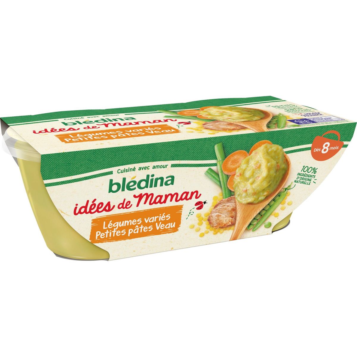 BLEDINA Blédina bol légumes variés pâtes veau 2x200g dès 8 mois pas cher 