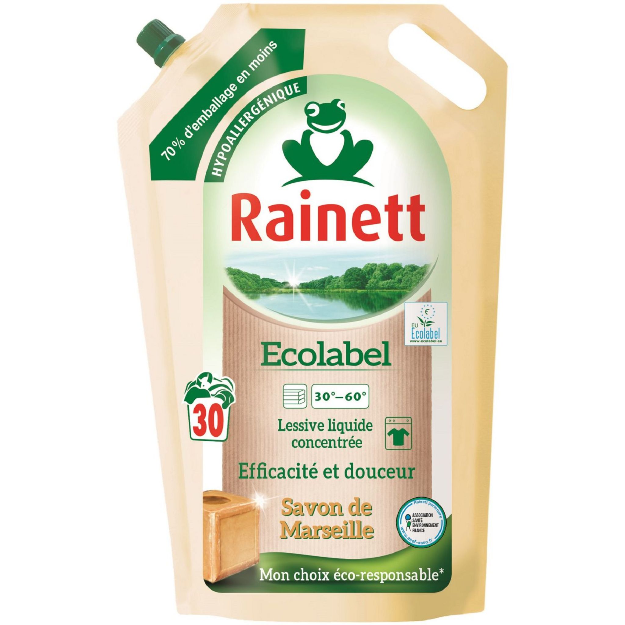 RAINETT Lessive liquide écologique au bicarbonate 30 lavages 1,98l