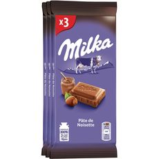 MILKA Milka Tablette de chocolat au lait à la pâte de noisette 3x100g 300g 3 pièces 3x100g