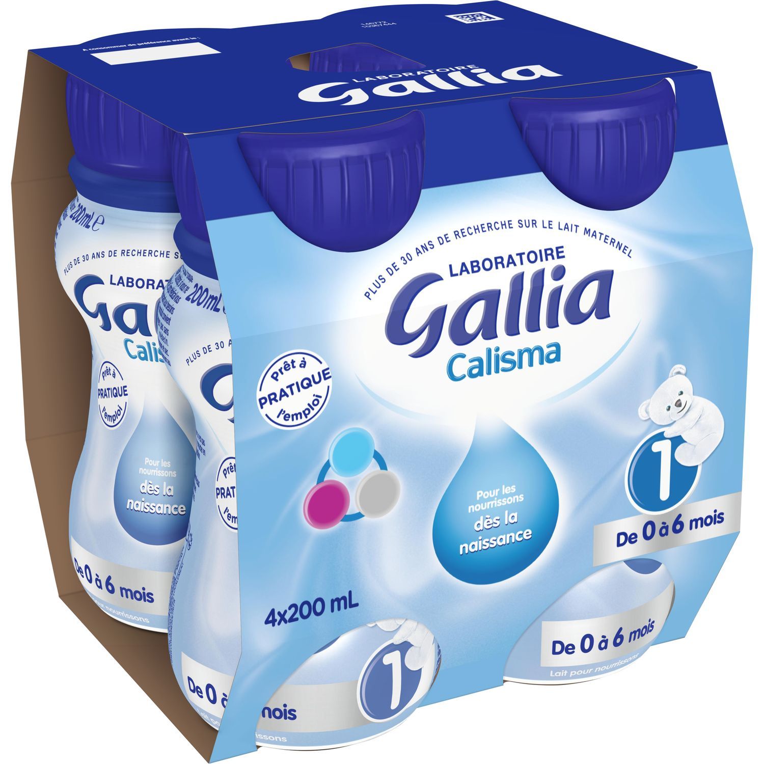 GALLIA CALISMA 1 Mini Biberons 70ml x6 avec Tétine - Lait Liquide - 0 à 6  Mois - 3041091477835