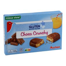 AUCHAN MIEUX VIVRE Biscuits choco crunchy sans gluten 100g
