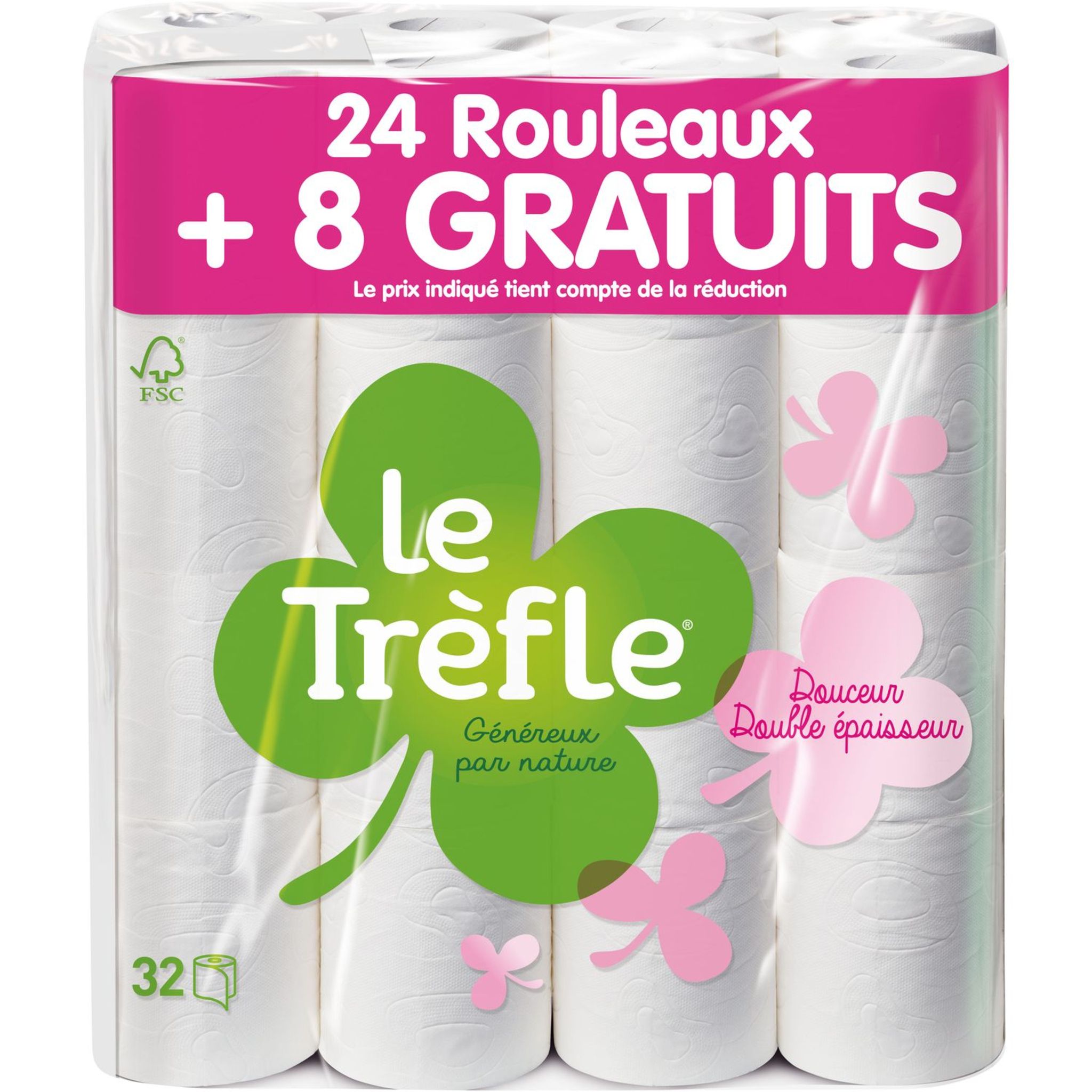 Papier toilette triple épaisseur Le Trèfle Douceur Aloe Vera - 24 rouleaux  sur