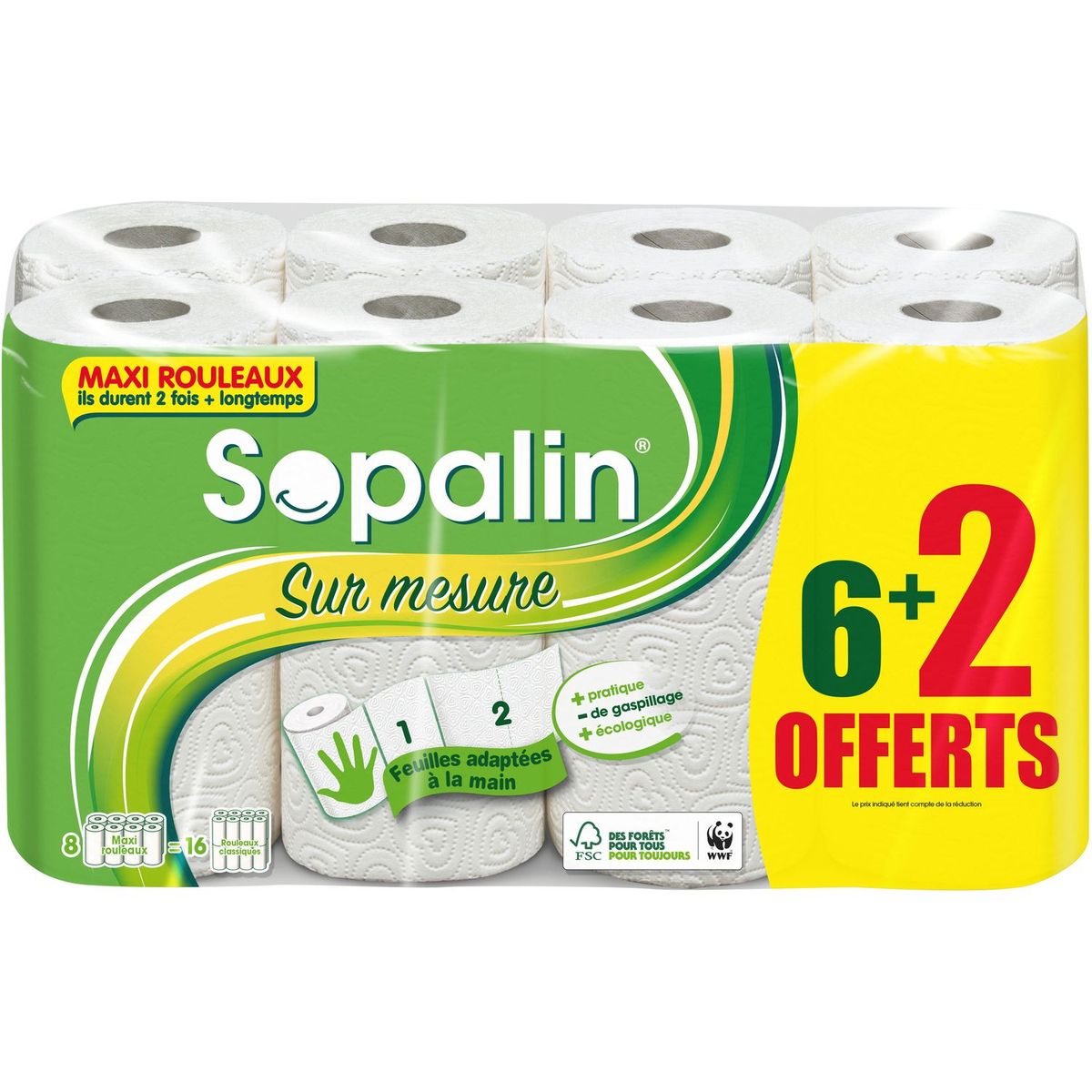 Essuie-tout sur mesure SOPALIN : le paquet de 6 rouleaux à Prix