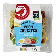 AUCHAN Salade de pâtes thon crudités sans couverts 1 portion 250g