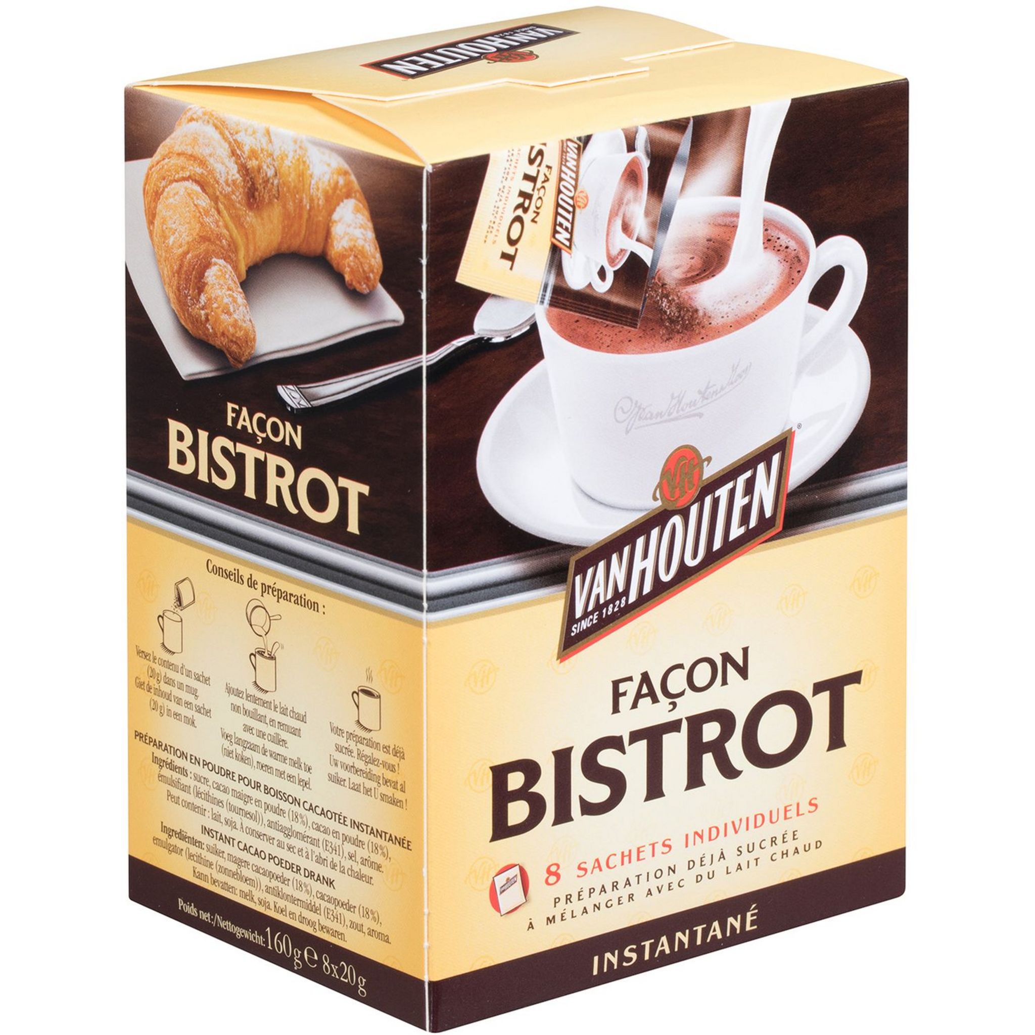 VAN HOUTEN Van Houten cacao instantanée façon bistrot sachet x8 -160g pas  cher 