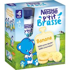 Nestle Nestle Ptit Brasse Gourde Lactee Banane 4x90g Des 6 Mois Pas Cher A Prix Auchan