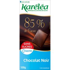 KARELEA Tablette de chocolat noir 85% cacao sans sucres 100g