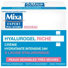MIXA Crème hydratante intensive hyalurogel riche peaux sensibles et très sèches 50ml