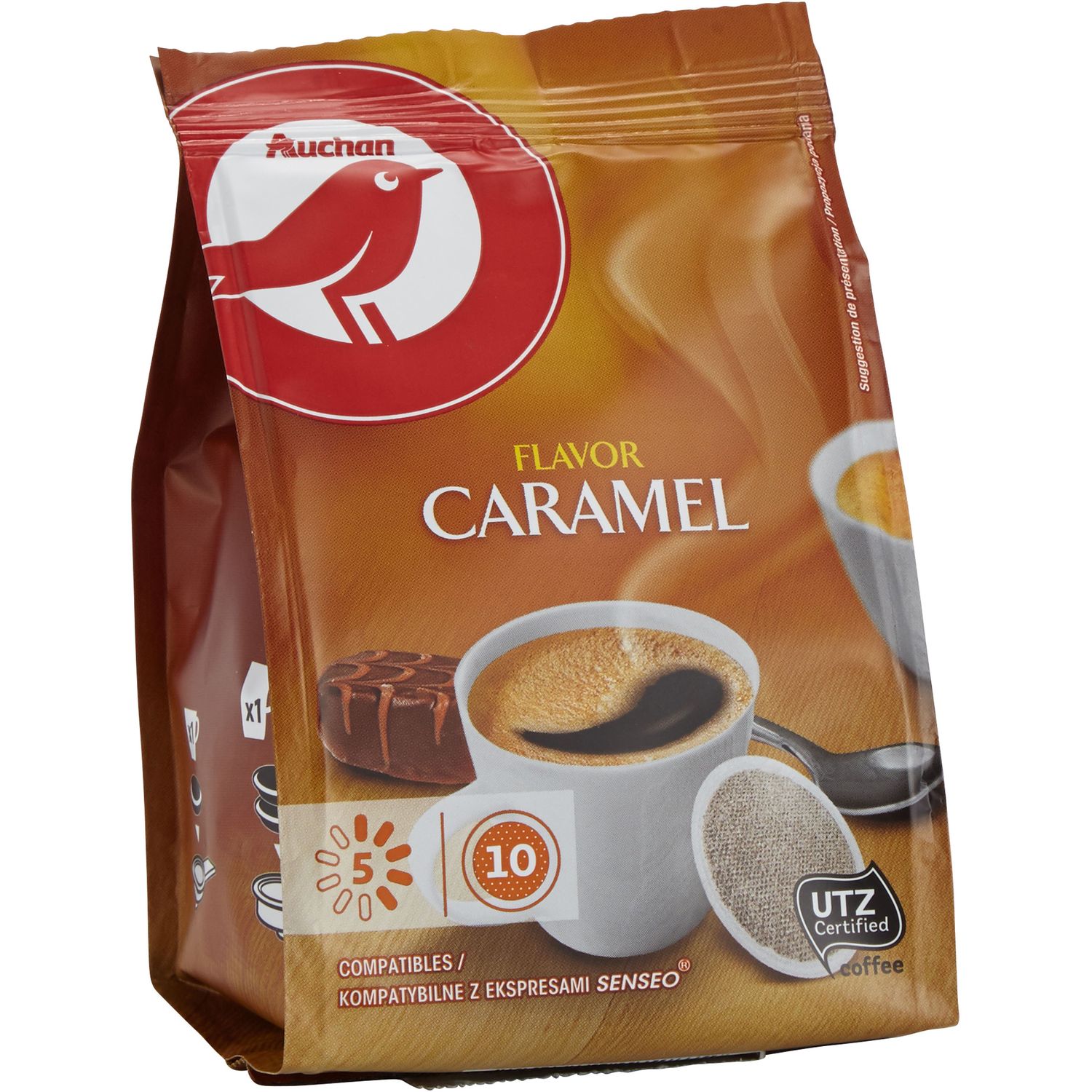 AUCHAN Auchan Café dosettes saveur caramel x10 -70g pas cher 