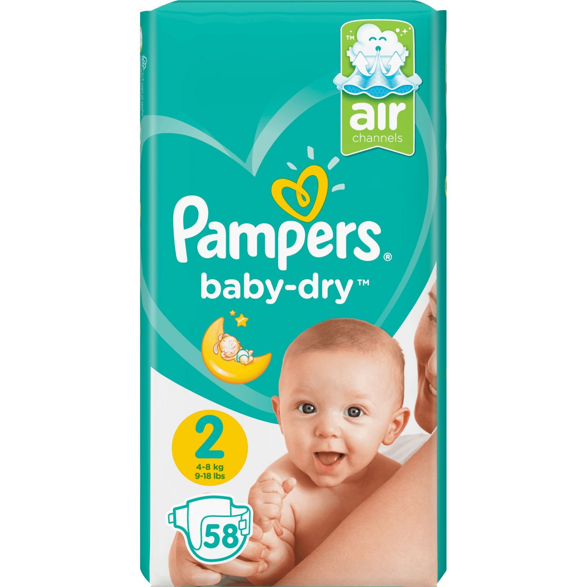 PAMPERS Baby-dry géant couches taille 2 (4-8kg) 58 couches pas cher 