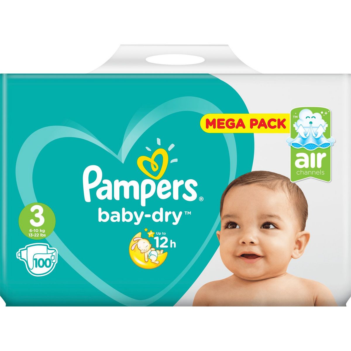 PAMPERS Baby-dry mega pack couches taille 3 (5-9kg) 100 pas cher - Auchan.fr