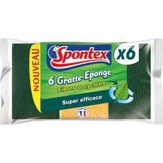 SPONTEX Gratte éponge en fibres recyclées 6 éponges