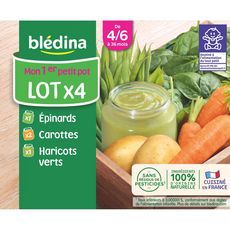 Bledina Bledina Mon 1er Petit Pot Epinard Carotte Haricot Vert Des 4 Mois 4x130g 4x130g Pas Cher A Prix Auchan