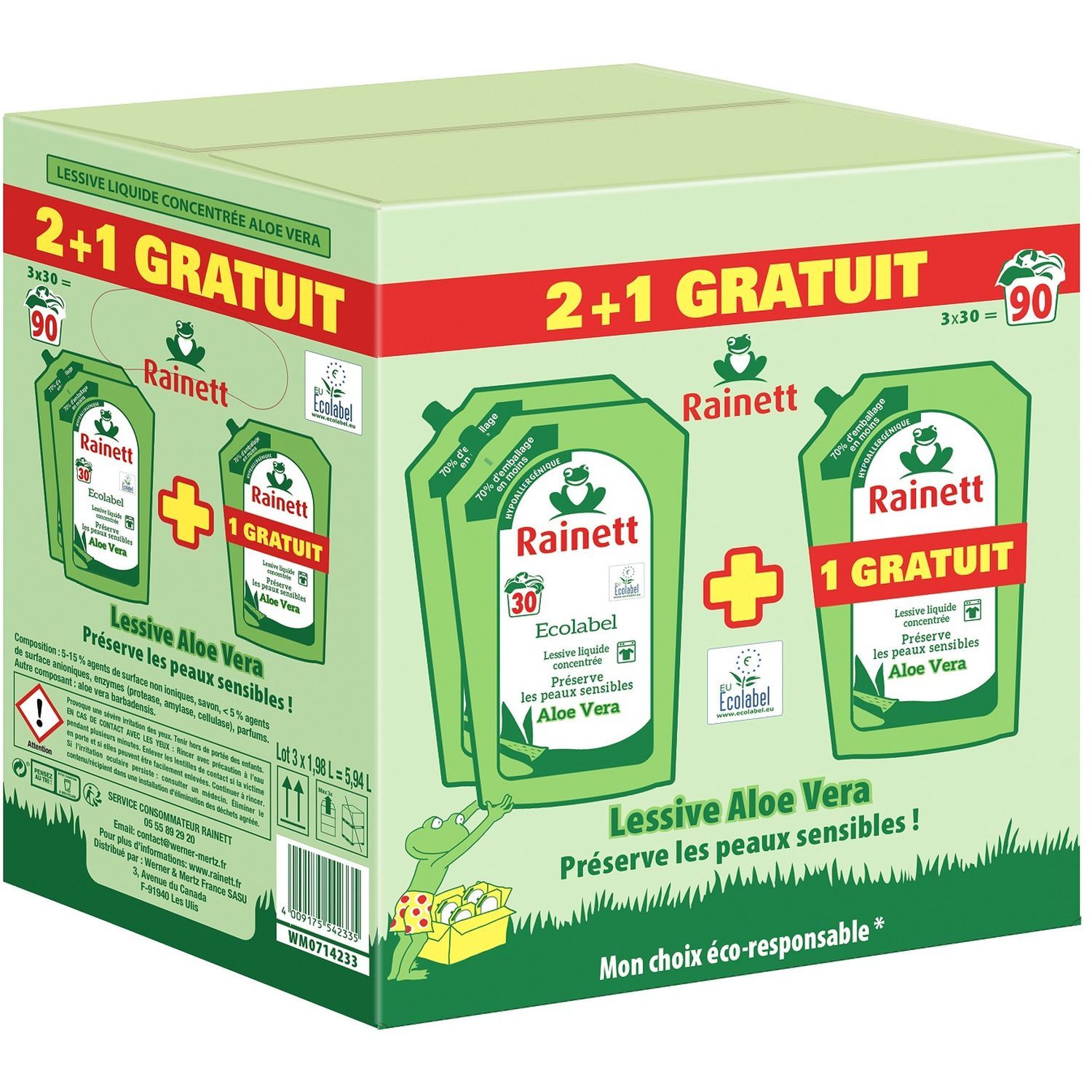 Rainett lessive liquide concentré aloe vera le cubi de 5 l - Tous