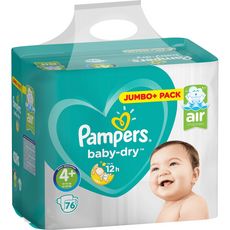PAMPERS Pampers Baby-dry couches taille 4+ (10-15kg) x76 76 couches