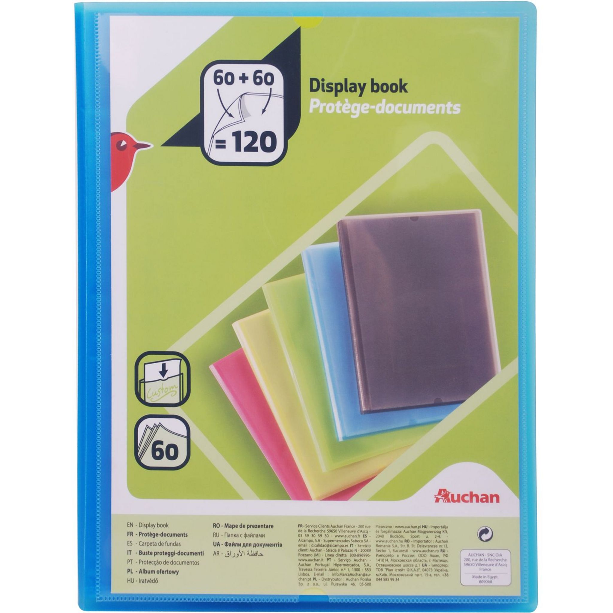 AUCHAN Auchan Protège-document A4 120 vues 21x29,7cm coloris assortis 1  pièce pas cher 