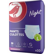 AUCHAN Culottes adultes pour la nuit taille L 105 - 150 cm 10 culottes