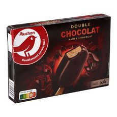 AUCHAN Bâtonnets glacé double chocolat 4 pièces 340g