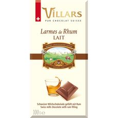 VILLARS Villars chocolat au lait fourré au rhum de martinique 100g