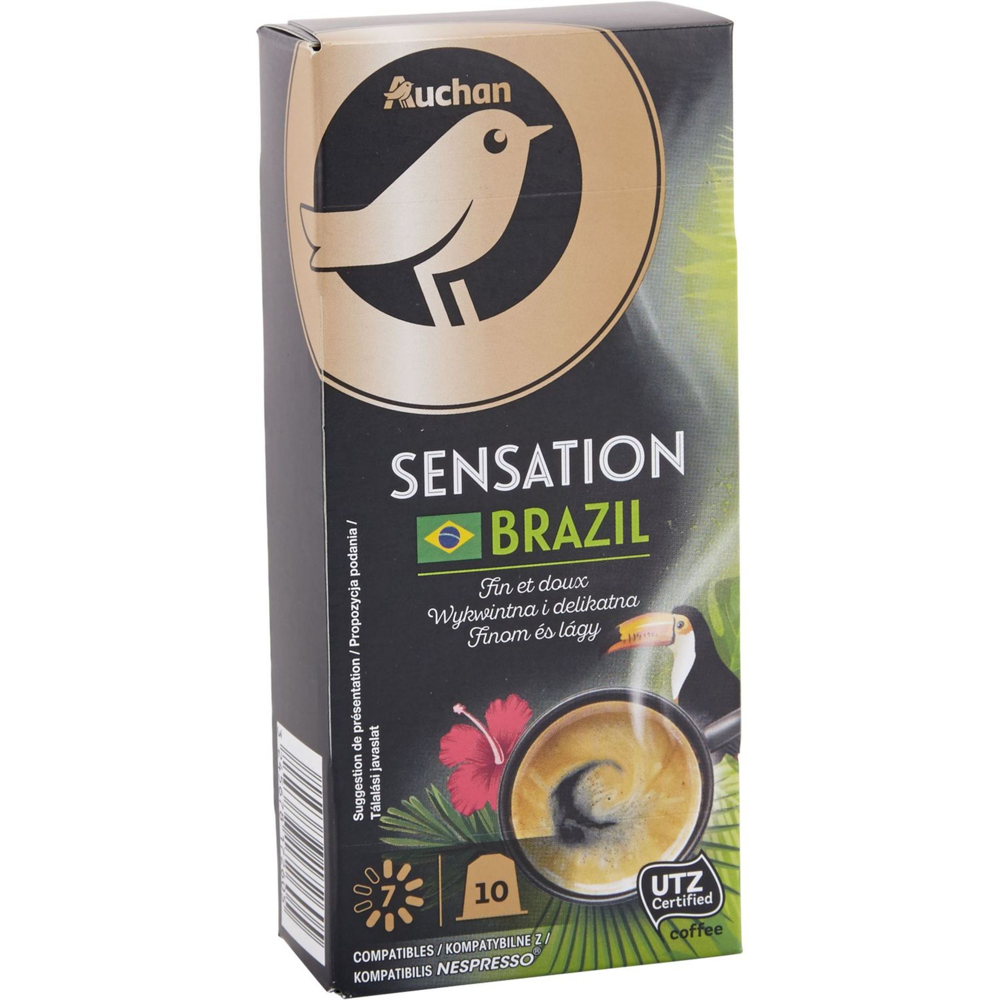 AUCHAN Capsules de café noisette intensité 7 compatibles Nespresso 10  capsules 52g pas cher 