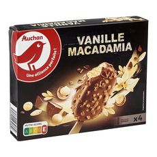 AUCHAN Bâtonnet glacé vanille macadamia 4 pièces 270g