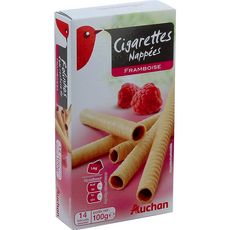 AUCHAN Cigarettes nappées framboise 14 biscuits 100g