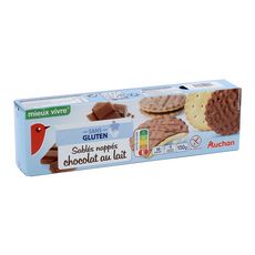 AUCHAN MIEUX VIVRE Biscuits sablés nappés chocolat au lait sans gluten 4x38g 150g