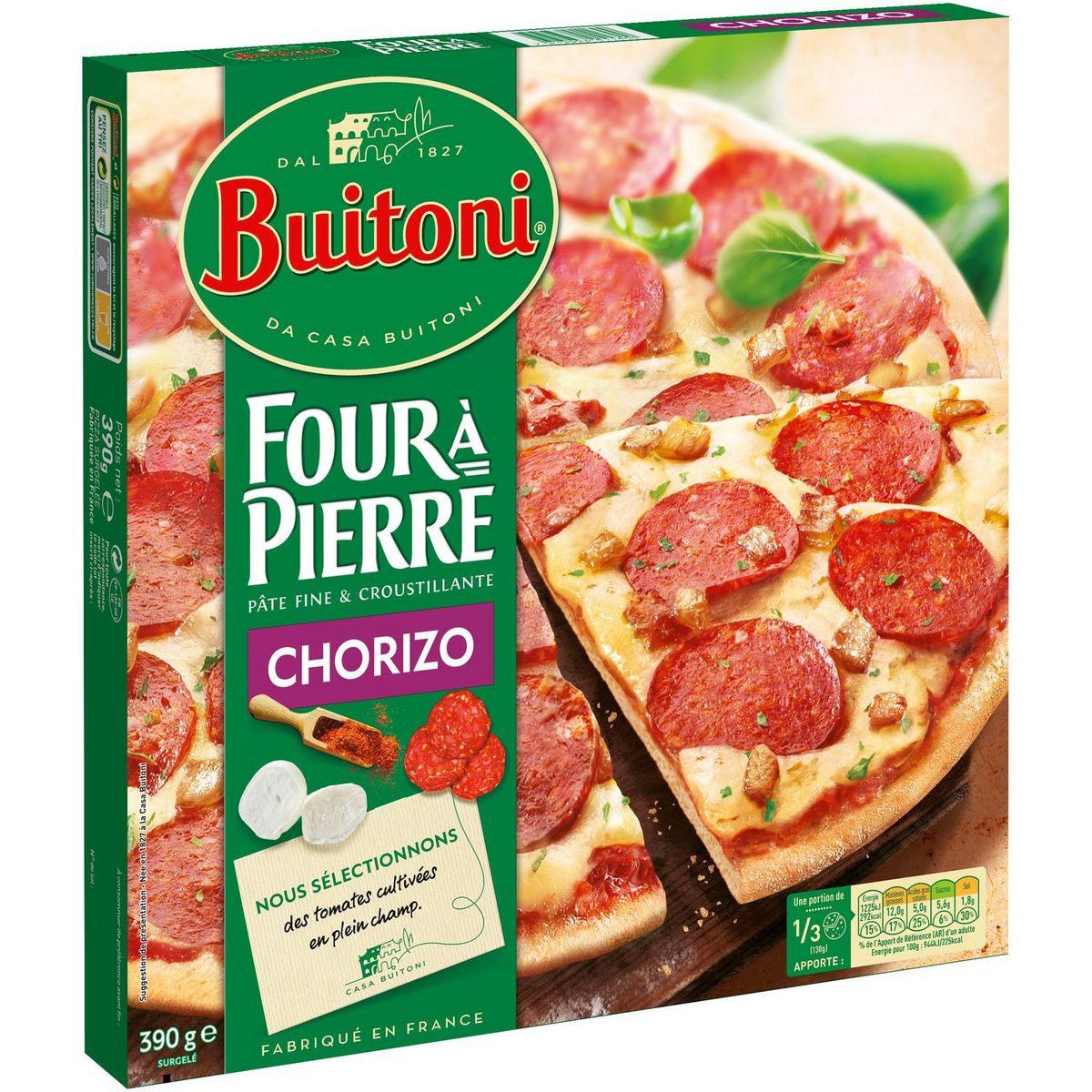 BUITONI Buitoni Pizza Four à Pierre Chorizo 390g Pas Cher - Auchan.fr