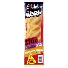SODEBO Le Méga sandwich au poulet rôti œuf et mayonnaise 270g
