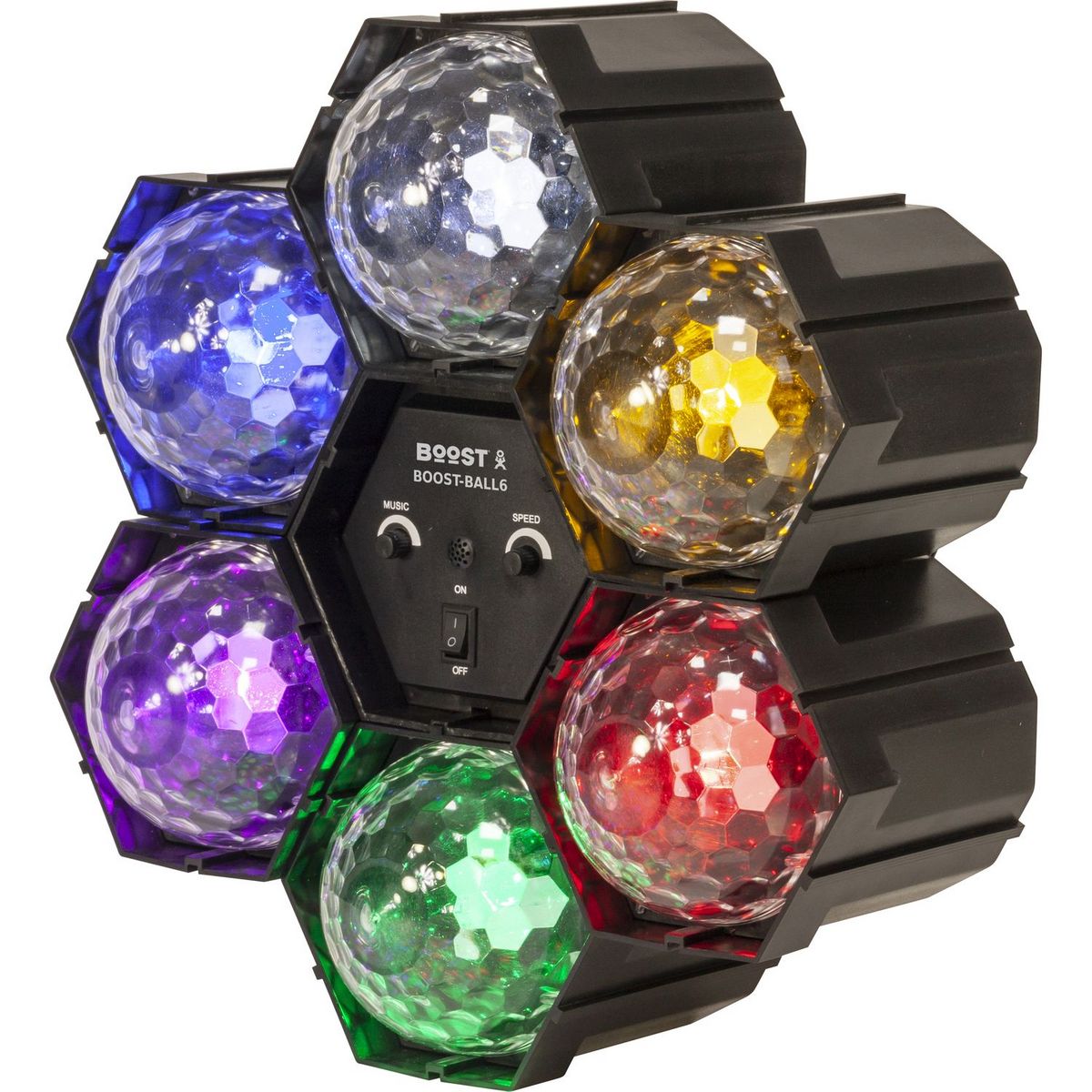 Séquenceur de lumière avec 6 Astro Ball à LED Blanc Jaune Rouge Vert Pourpre Bleu - Noir