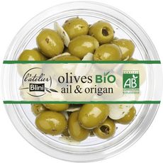 L'ATELIER BLINI Olives vertes bio ail et origan 150g